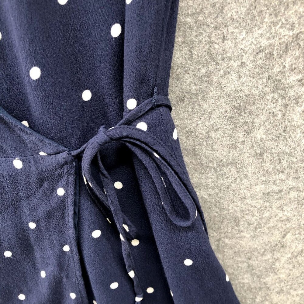 Rails Brenna Wrap Dress Size XS Navy Blue White Polka Dot Short Sleeve Ruffle - Picture 4 of 9